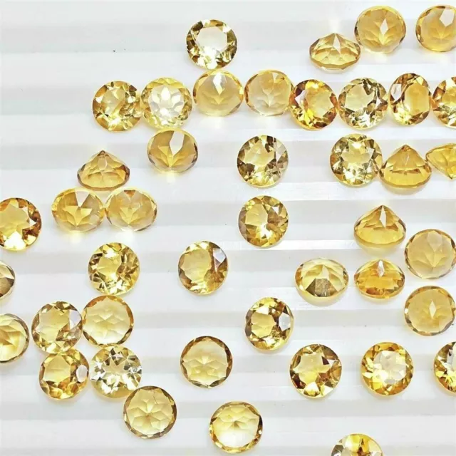 Wholesale Lot 3.5mm to 5mm Round Facet Natural Citrine Loose Calibrated Gemstone