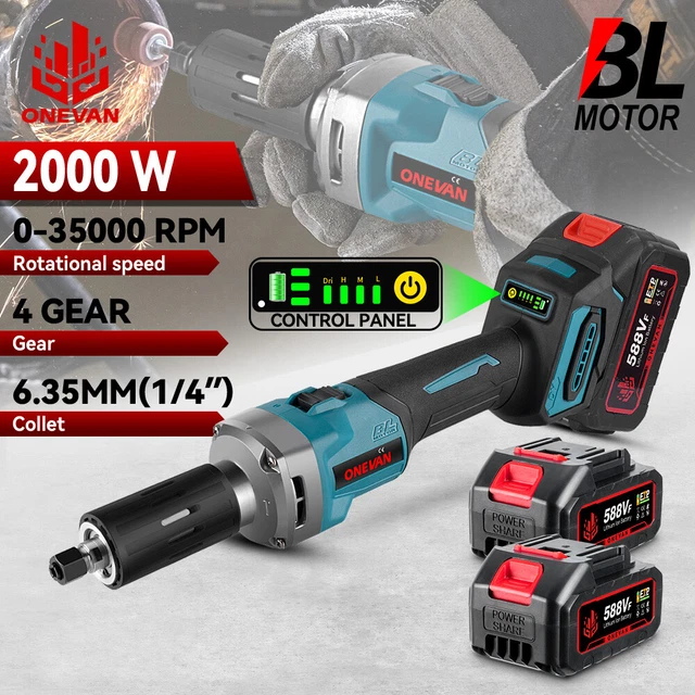 Meuleuse Droite Sans Fil ONEVAN 2000W - Moteur Sans Balais - Pour Batterie Makita 18V