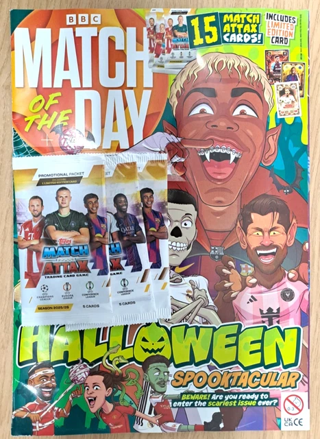 MATCH OF THE Day Magazine 22 Oct-4 Nov 2025: 3 Packs Match Attax Cards ...