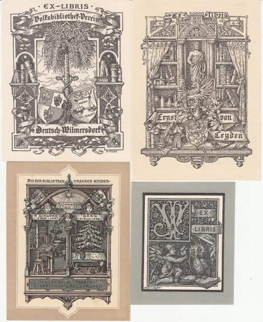 4 Exlibris Bookplate Paul Voigt 1859-1924 Konvolut Lot 2