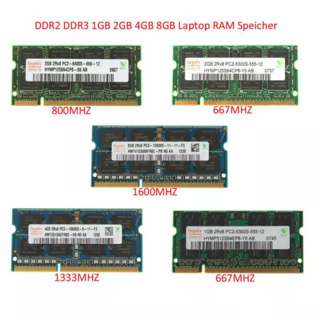 FOR HYNIX RAM 8GB 4GB 2GB 1GB PC3 RAM Laptop Kits Memory DDR2 DDR3 @ES EUR 3,62 FR