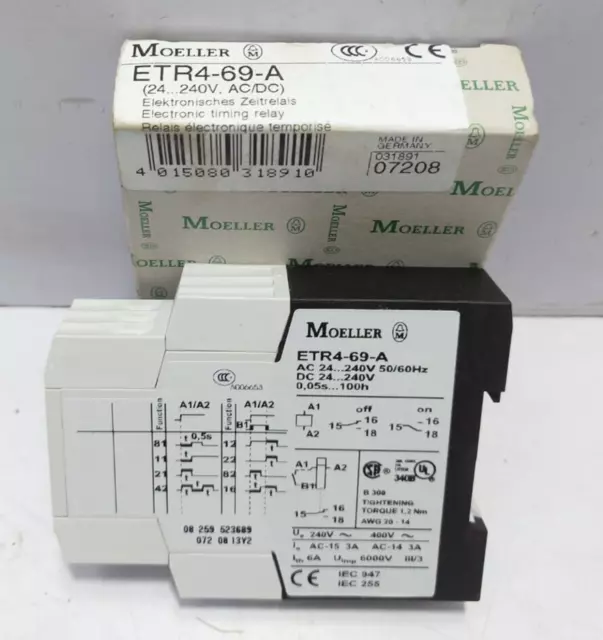 Moeller ETR4-69-A Electronic Timing Relay 24 240V, AC/DC