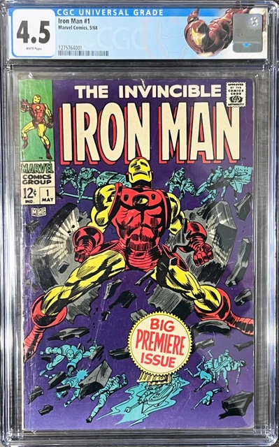 The Invincible Iron Man #1 Marvel Comics 1968 Custom Label CGC 4.5 White Pages