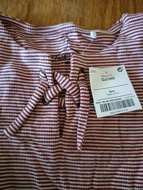 ⭐BNWT. Lovely Girls Short-Sleeved Ribbed Tshirt Dress, NEXT, 6yrs, Red/White 3