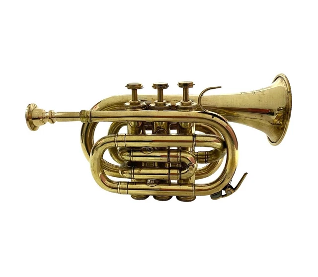 Nautical Shinny Brass Trumpet Pocket Bugle Professional Horn 3 Vale+ Mouthpiece
