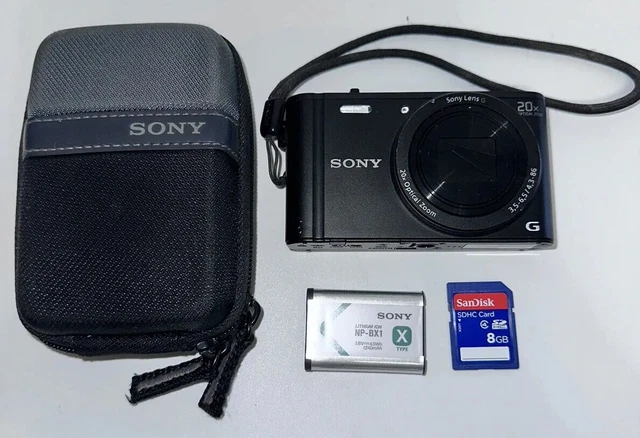 Sony Cybershot DSC-WX350 18.2MP Digital Camera Black 20x Zoom HD WiFi TESTED
