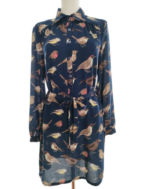 Haut/Chemise French Connection - Imprimé Oiseaux "Love Bird" Bleu Marine & Blanc - Taille M