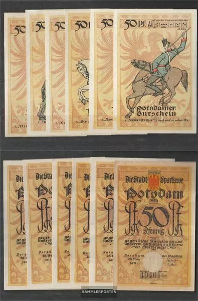 Potsdam Notgeld: 1069. Sechs Notgeldscheine der Stadt Potsdam bankfrisch 1921 6