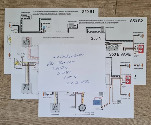 SCHALTPLAN FÜR SIMSON S50 B1 / S50 B2 / S50 N / S50 B VAPE DDR EUR 2,99