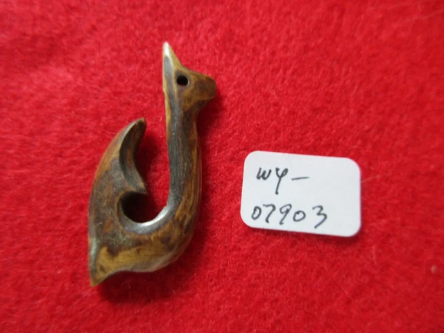 Northwest Coast Moose Antler Hook Carving, Hand Carved Pendant,   Wy-0923*07903