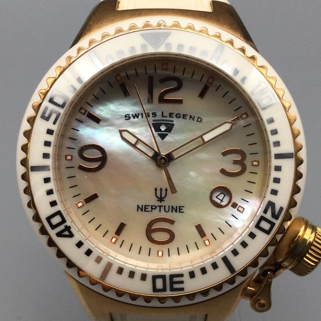 SWISS LEGEND NEPTUNE Womens Watch 44mm MOP Dial Gold Tone  display picture 2