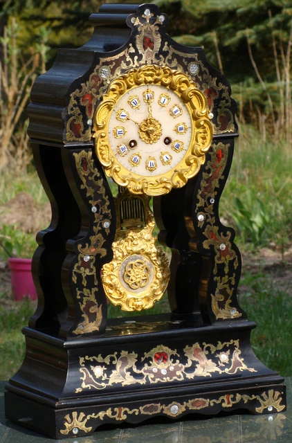 schöne antike Portaluhr, Säulenuhr, Pendule, Kaminuhr