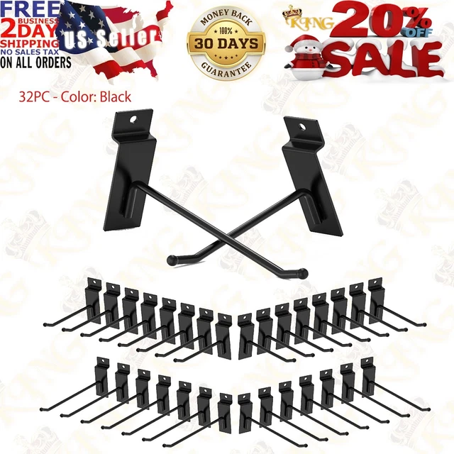 Slatwall Hooks 32PC 16 X 4 Inch and 16 X 6 Inch Heavy Duty Slat Wall H...