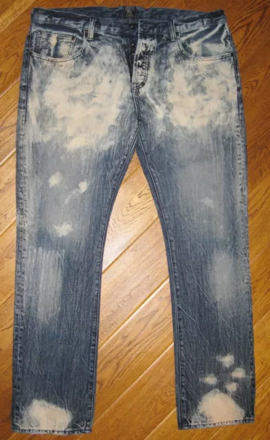 PRPS Demon Mens Jeans 40 x 34 Button Fly Acid Washed Bleached 3