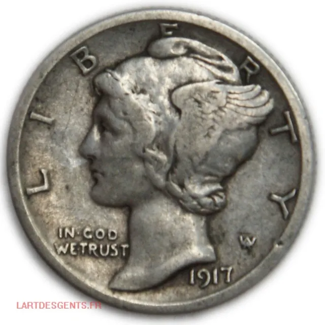 US Mercury Dime 10 Cents,1917 Denver, lartdesgents.fr (USA) p1193/36