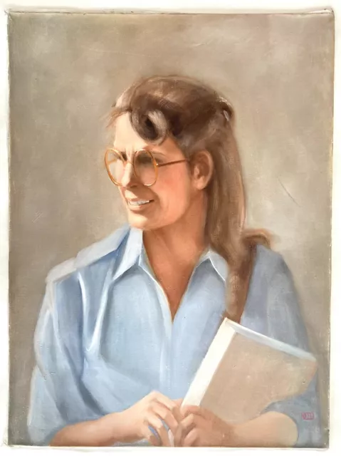 Vintage 1970s REED Art Librarian Lady Woman Book Glasses Fashion Hair Blouse MCM