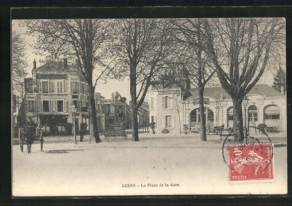 CPA Cosne, La Place de la Gare 1908