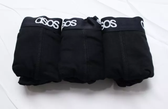 ASOS Design Men's 3-Pack Logo Waistband Brief Trunks CF6 Solid Black Size XL NWT