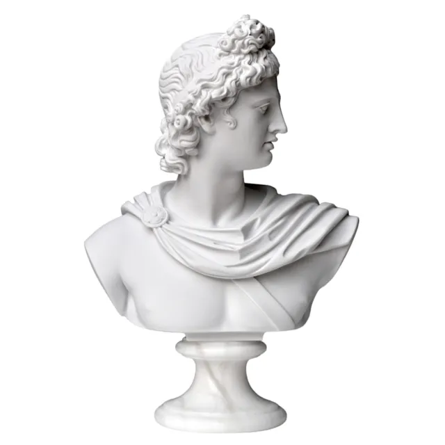 Büste Von Apollo Belvedere Skulptur aus Tabelle IN Marmor E Basis Alabaster, H