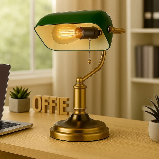 BarcelonaLED Lampe de Table et de Bureau Style Banquier Vintage Rétro