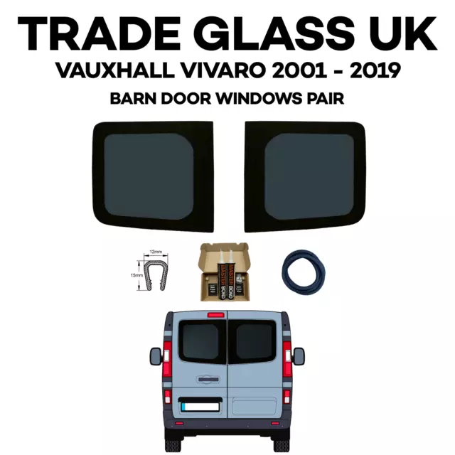 Vauxhall Vivaro Barn Door Windows, With FITTING KIT AND U TRIM