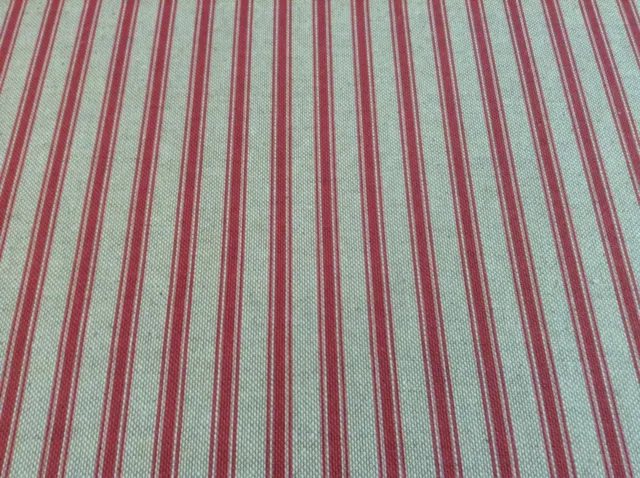 Linen Ticking Stripe Pink/Red 140cm/54" wide Curtain/Craft Fabric