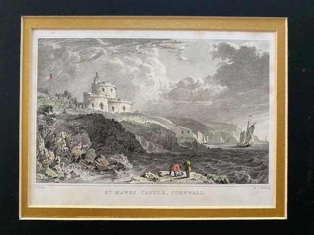 1831 Antique Print; St Mawes Castle, Falmouth, Cornwall after T. Allom
