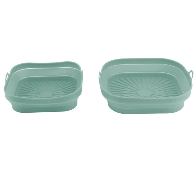 (Verde) Friggitrice quadrata pieghevole 2 pz Friggitrice in silicone riutilizzabile
