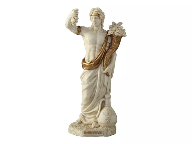 Dionysus Bacchus Greek Roman God of Wine and Festivity Bonded Marble Polyresin