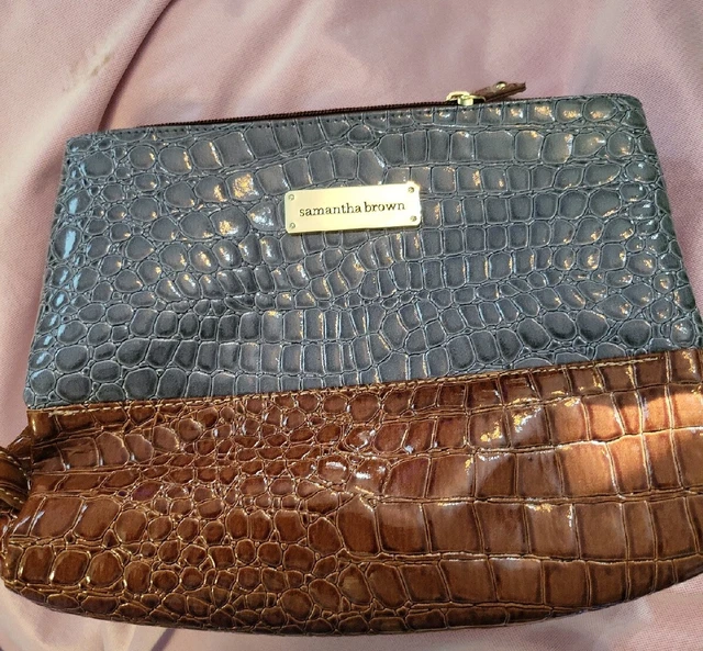 SAMANTHA BROWN Bag Makeup Cosmetic Bag Purse Wristlet Faux Leather.  # M