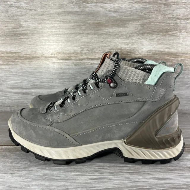 ECCO Women's Exohike High Gore-tex Gray Leather Hiking Boots Size EU 37 US 6-6.5