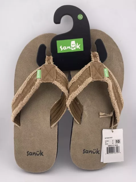 Sanuk Fraid Not Sandals / Flip-Flops - NWT Mens Size 10 Khaki