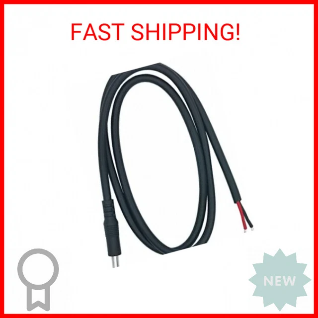 3FT 12V DC Power Cable 5.5mm x 2.1mm Male Plug to Bare Wire Open End, 16AWG 24V