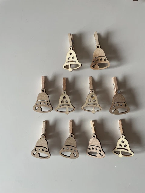 10  Dekoklammern Klammern für  Geschenke Weihnachten usw.  Glocken