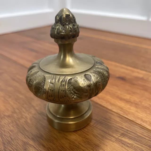 Solid Brass Knob Finial Large, Detailed, Tall,  Lamp Topper Vintage - Very Nice