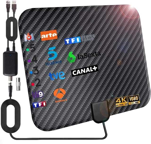 Antenna TV Interna 36dBi – Ricezione DVB-T/T2 Fino A 200 Km, Amplificatore Di Segnale Per 4K E 1080P, Con Filtro Anti-interferenze