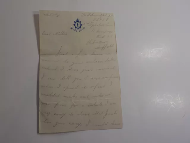 WWI Letter 3rd Loyal North Lancashire Regiment English Soldier WW I War WW1