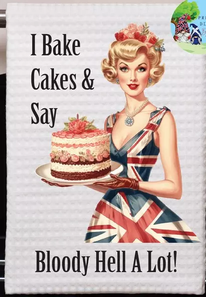 Funny Baker Union Jack British themed Tea Towel