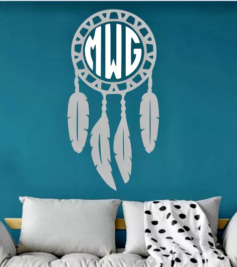 Feather Dreamcatcher Personalized Lg Wall Vinyl Decal Sticker Your Initials
