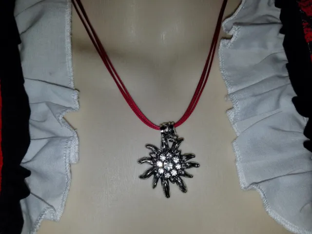 Nwt Traditional Edelweiß Dirndl Necklace With Rhinestones Brand New