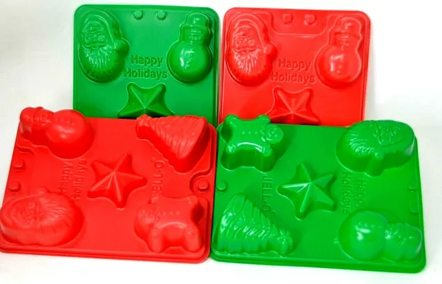 Lot of 4 Jello Jigglers Holiday Christmas Molds Santa Tree Snowman Gingerbread