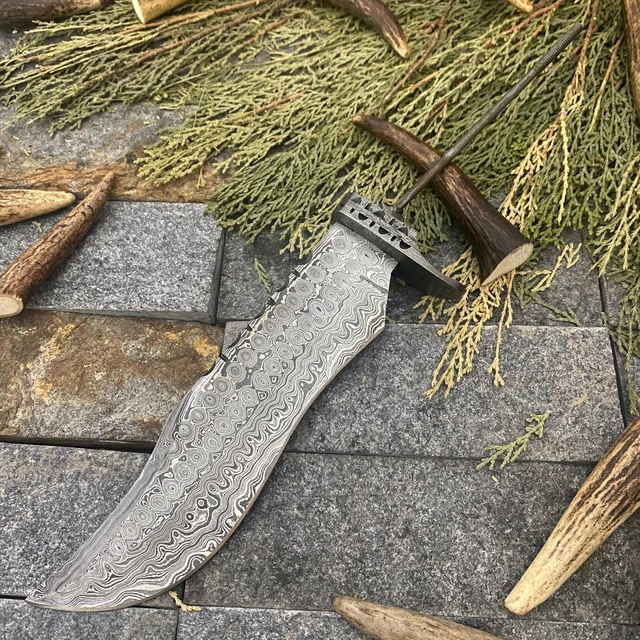 SHARDBLADE CUSTOM HAND FORGED Damascus Steel Hunting Bowie Blank Blade Knife