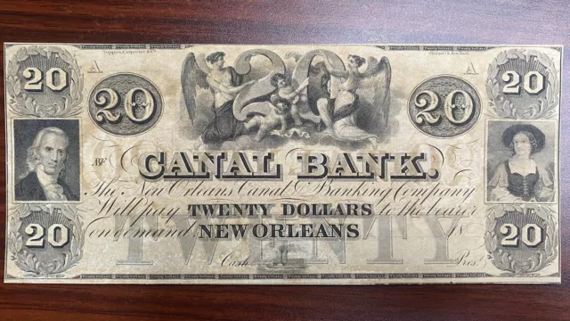 20 Dollars - Canal Bank New Orleans LA - Obsolete Currency Note AU UNC #45622