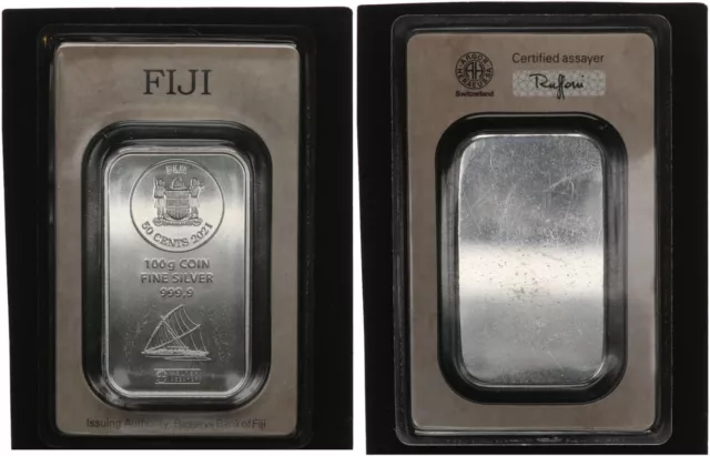 Argor Heraeus - Fiji 100 g Barren 50 Cents 100 Gramm Silberbarren 999    108171