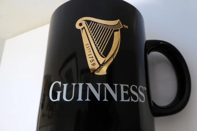 Guinness Large Coffee Mug Black 1 Pint Ceramic  VGC