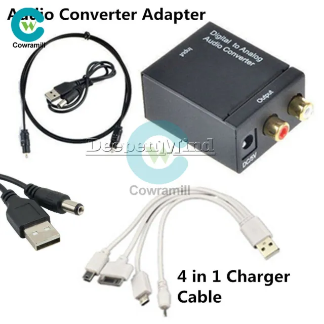 Digital 3.5mm Optical Coaxial Toslink to Analog Audio Converter Adapter RCA L/R