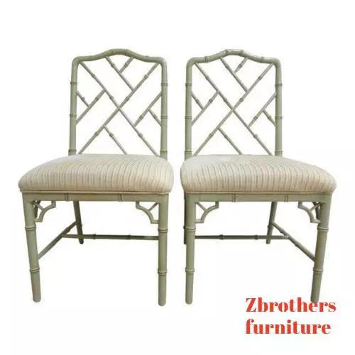 Pair Domain Faux Bamboo Desk Dining Room Chairs B