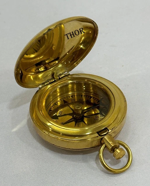 Antique Pocket 2 Inch Compass Marine Engraved Birthday, Nautical Christmas Gift