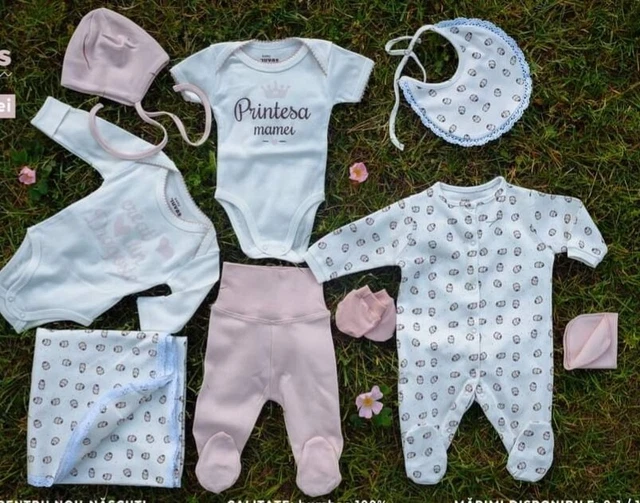 SET NEONATO bambina 0/1 mesi-IUVAS-Set 9 pezzi-100%COTONE