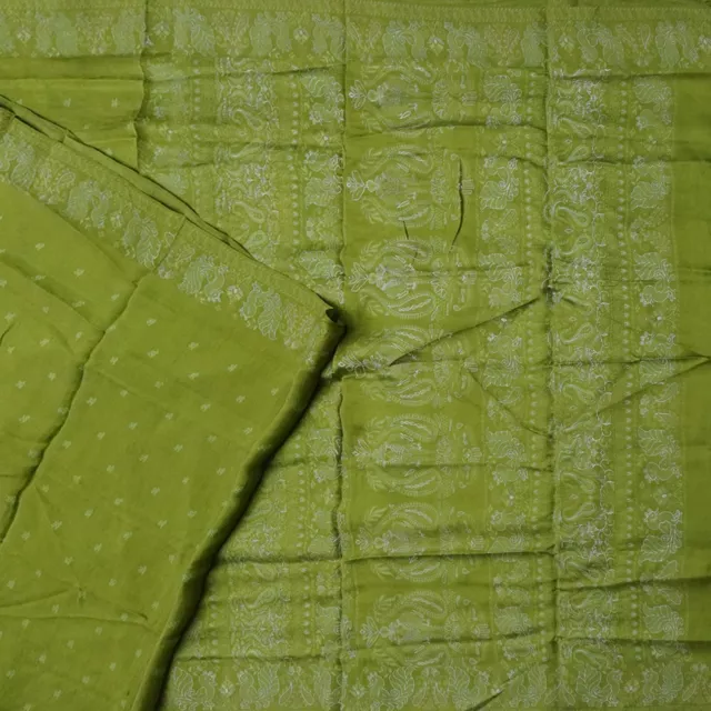 Namaste Vintage Verde Sari 100% Pura Seta Stampa Indian Sari 15ft